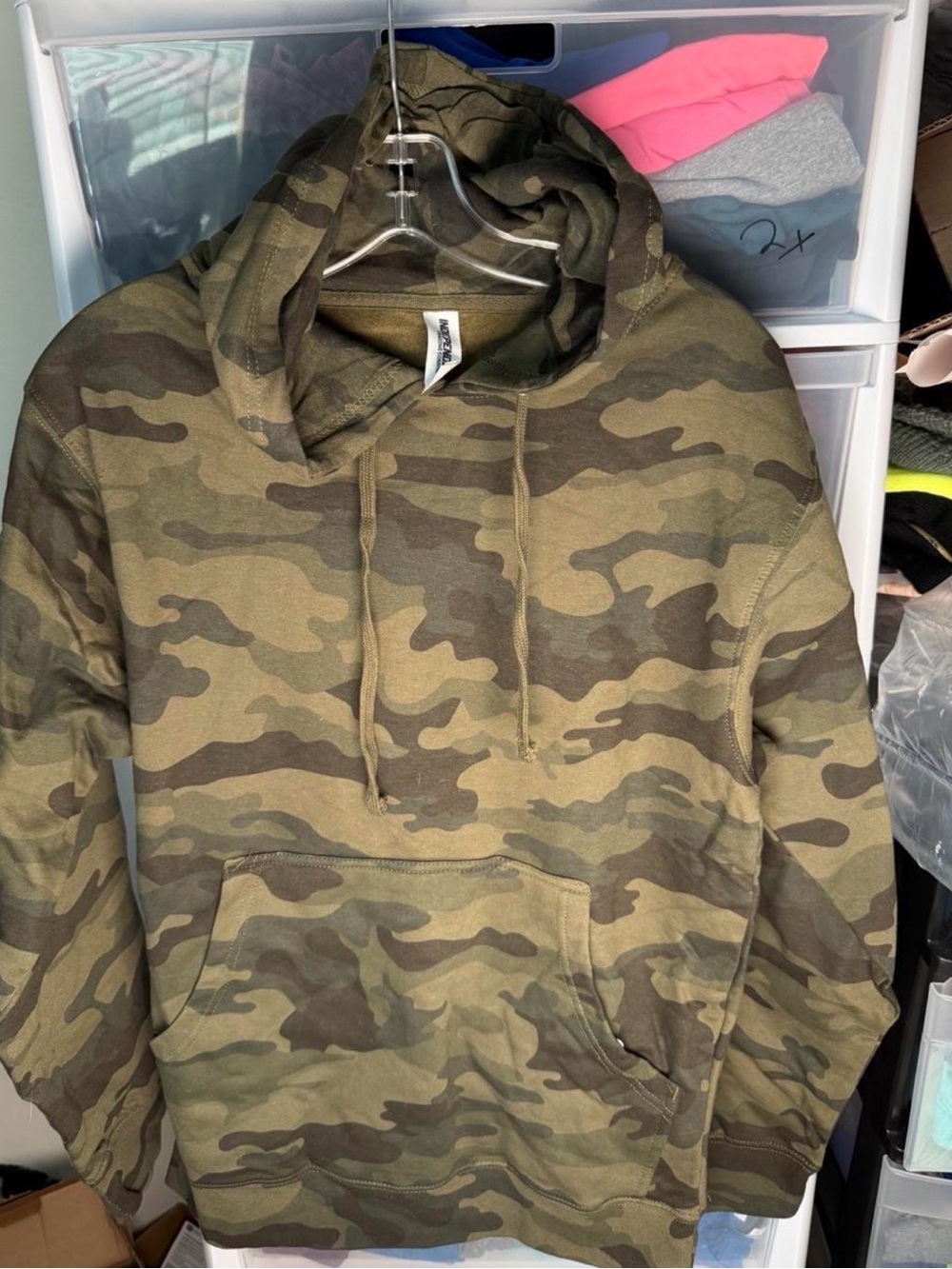 Camo Print Men's Hoodie Sweatshirt - Olive Camo